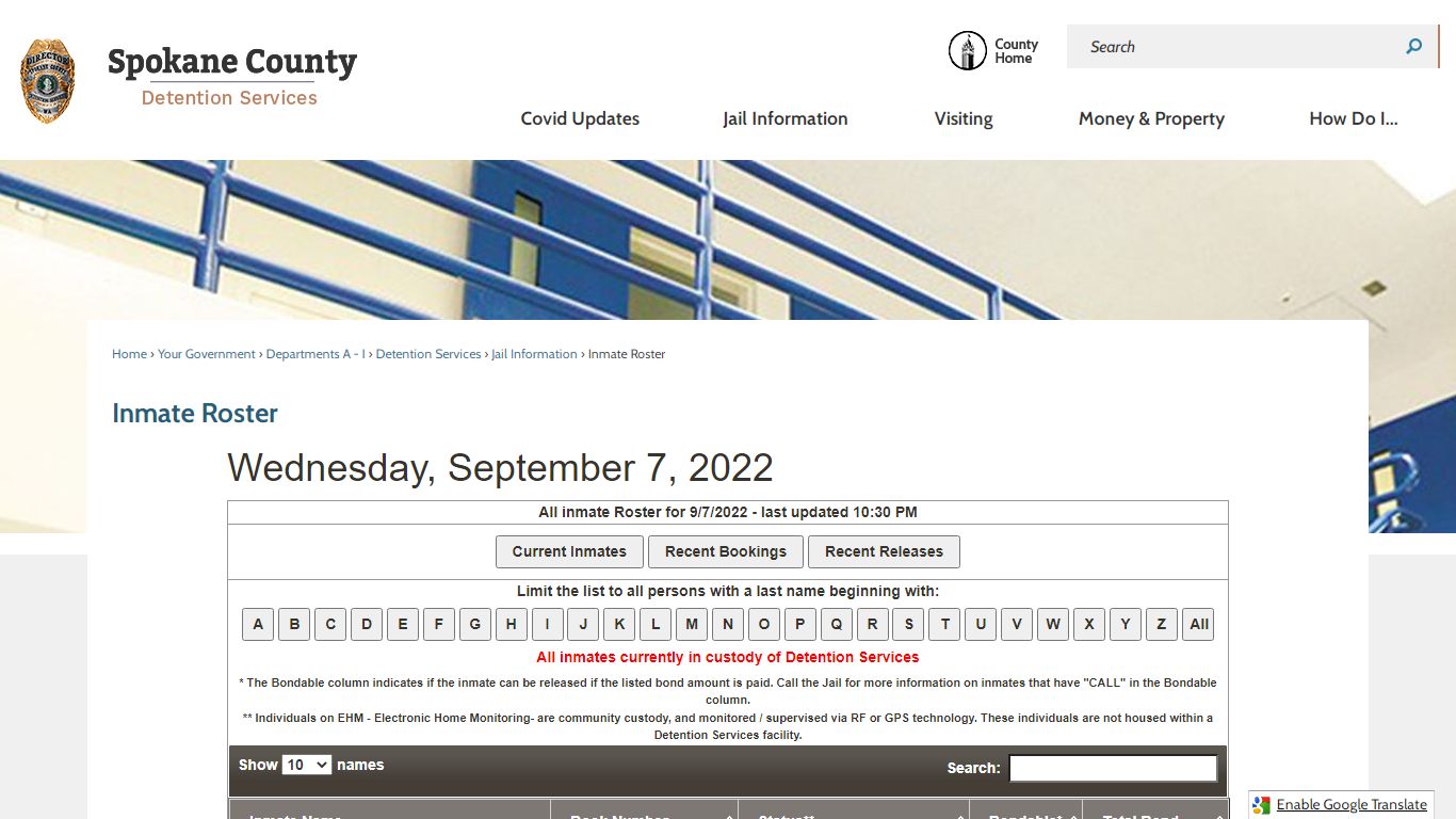Inmate Roster | Spokane County, WA